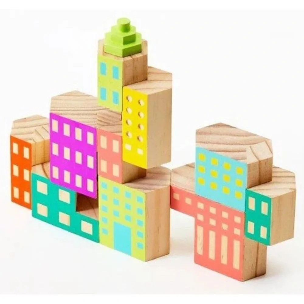 Areaware Blockitecture Deco Architectural Wooden Building Blocks 10pc Set‎ NEW